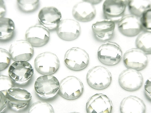 [Video] High Quality Green Amethyst AAA Round Faceted Cabochon 6x6mm 5pcs