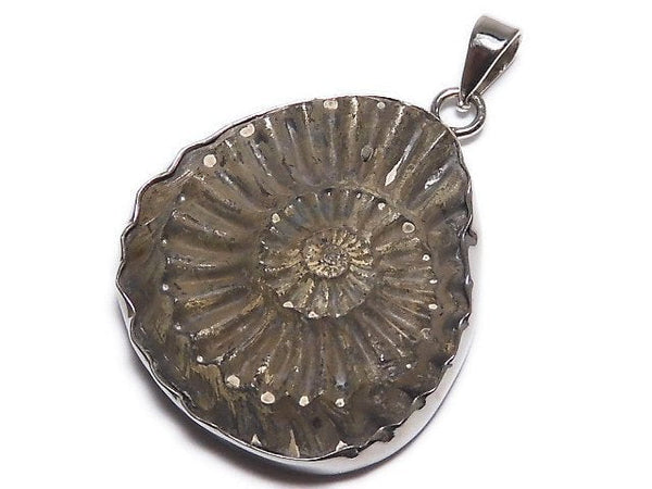 [Video][One of a kind] Ammonite Pyrite Pendant Silver925 NO.134