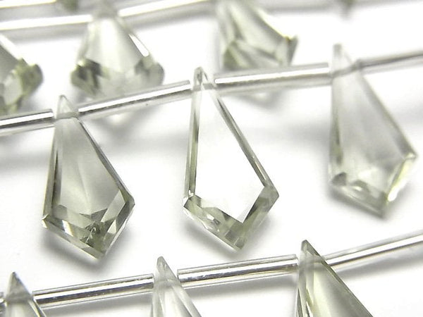 [Video]High Quality Green Amethyst AAA- Deformed Diamond Faceted 17x9mm 1strand (9pcs )