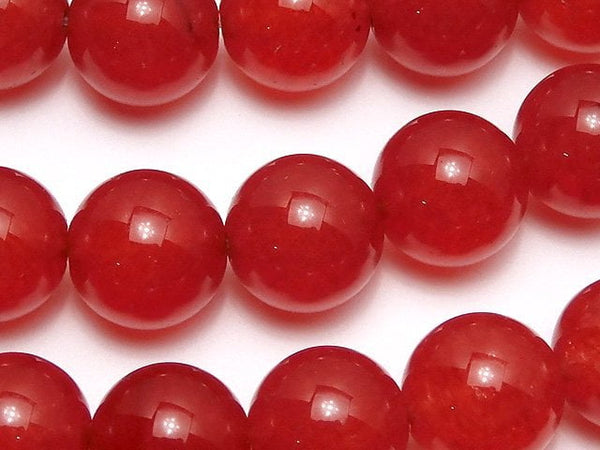 Red color Jade (clear type) Round 12mm 1strand beads (aprx.14inch/35cm)