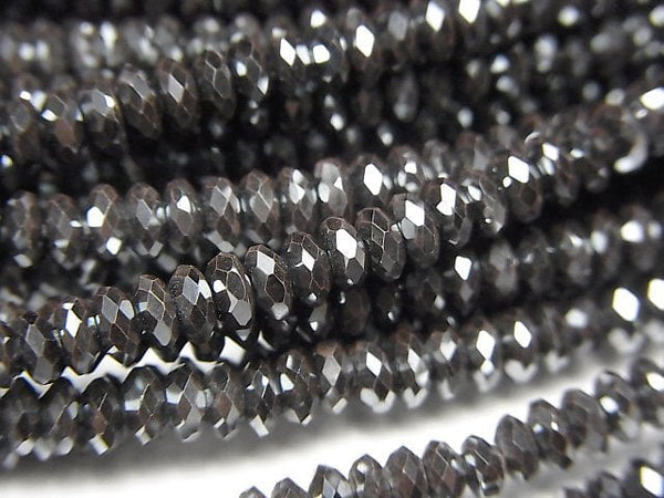 [Video]High Quality! Hematite Faceted Button Roundel 4x4x1.5mm 1strand (aprx.15inch/38cm)