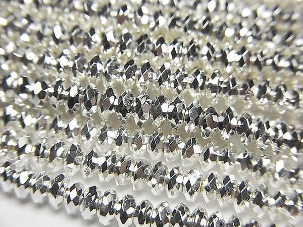 [Video]High Quality! Hematite Faceted Button Roundel 4x4x2mm Silver Coating 1strand beads (aprx.15inch/38cm)