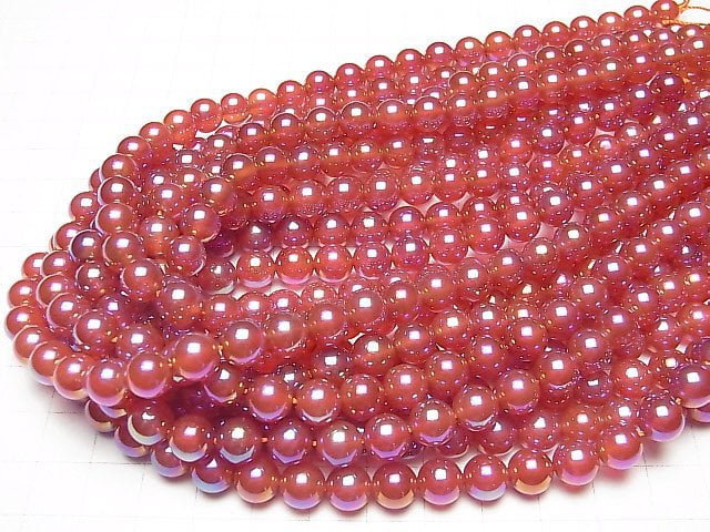 [Video] Flash Red Agate Round 8mm 1strand (aprx.15inch/36cm)