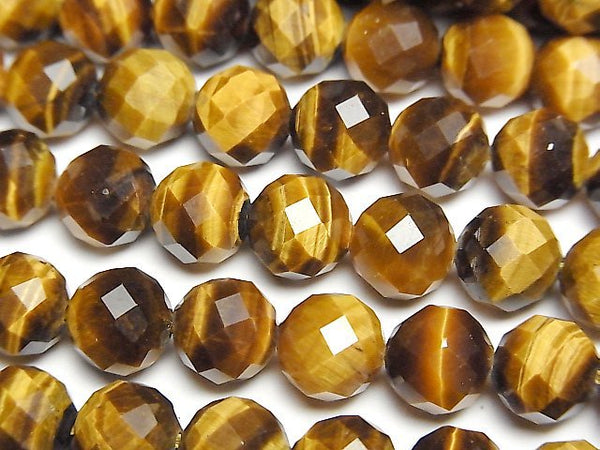 [Video]High Quality! Yellow Tiger's Eye AAA- 64Faceted Round 8mm half or 1strand beads (aprx.15inch/36cm)