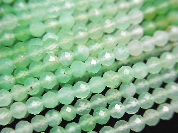 [Video]High Quality! Chrysoprase AA++ Faceted Round 2.5mm half or 1strand beads (aprx.12inch/30cm)