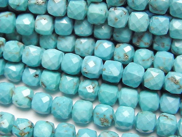 [Video]High Quality! Magnesite Turquoise Cube Shape 5x5x5mm 1strand beads (aprx.15inch/37cm)