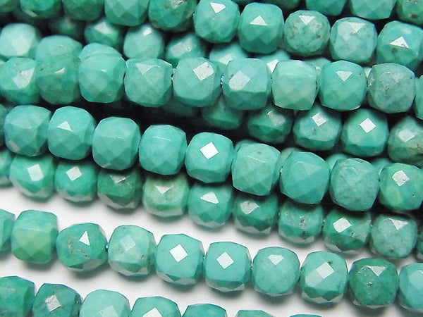 [Video]High Quality! Magnesite Turquoise Cube Shape 5x5x5mm [Green] 1strand beads (aprx.15inch/37cm)