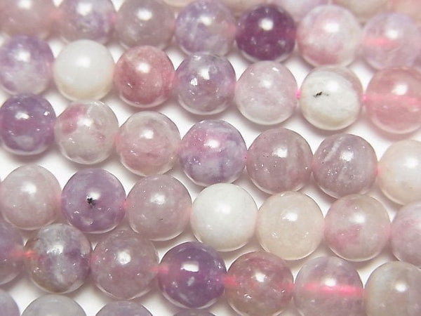 [Video]Lepidolite with pink Tourmaline Round 6mm 1strand beads (aprx.15inch/37cm)
