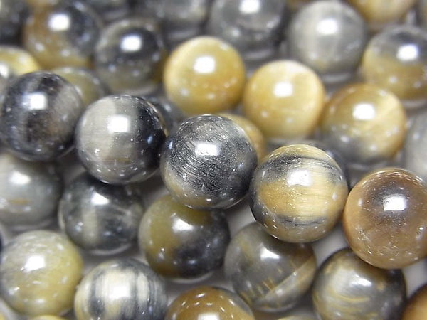 [Video]Silver Blue & Golden Tiger's Eye AA++ Round 8mm coated 1strand beads (aprx.15inch/37cm)