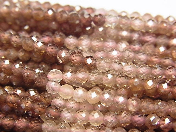 [Video] High Quality! Natural Brown Zircon AAA Faceted Round 3mm half or 1strand beads (aprx.12inch/30cm)