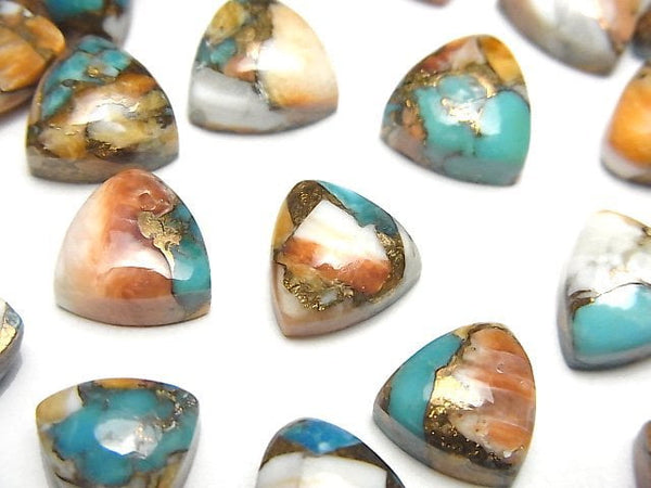 [Video] Oyster Copper Turquoise Triangle Cabochon 10x10mm 2pcs