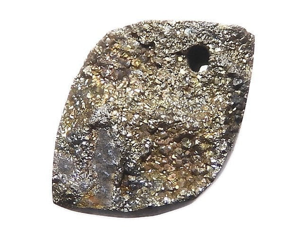 [Video][One of a kind] Pyrite Rough Rock Top Side Drilled Hole  1pc NO.4