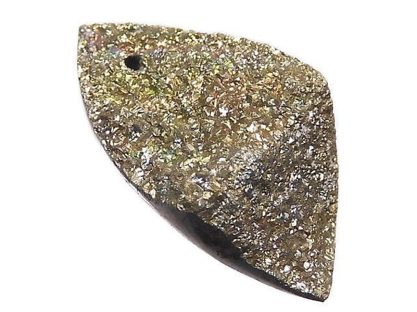 [Video][One of a kind] Pyrite Rough Rock Top Side Drilled Hole  1pc NO.8