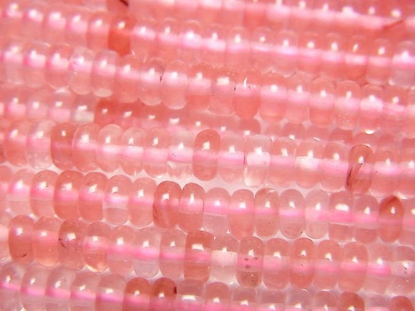 [Video]Cherry Quartz Glass Roundel 4x4x2mm 1strand beads (aprx.15inch/37cm)