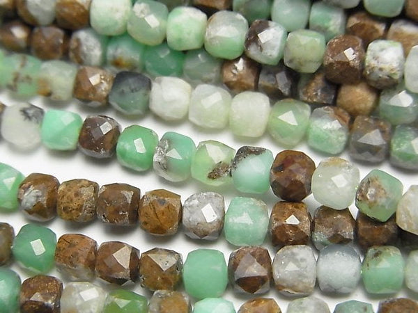 [Video] High Quality! Base Rock included Chrysoprase AA Cube Shape 4x4x4mm 1strand beads (aprx.15inch/37cm)