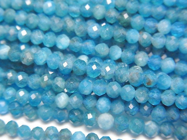 [Video] High Quality! Blue Apatite AA+ Semi-Faceted Round 3mm 1strand beads (aprx.15inch/37cm)