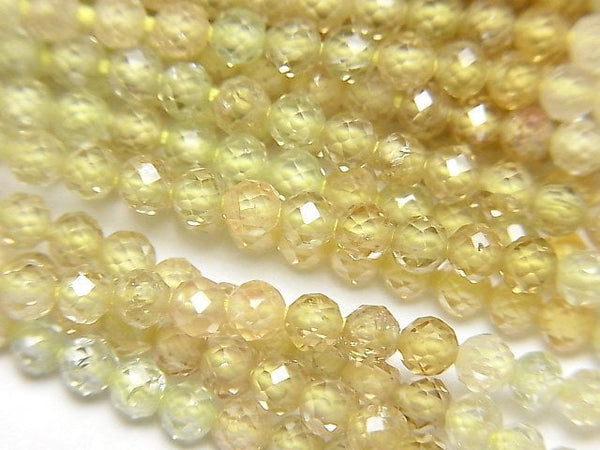 [Video] High Quality! Natural Yellow Zircon AAA Faceted Round 3mm half or 1strand beads (aprx.12inch/30cm)