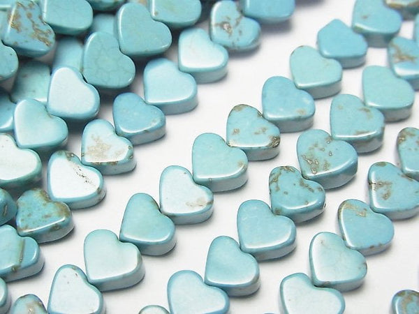 [Video]Magnesite Turquoise Vertical Hole Heart 5x6.5x3mm 1strand beads (aprx.15inch/38cm)