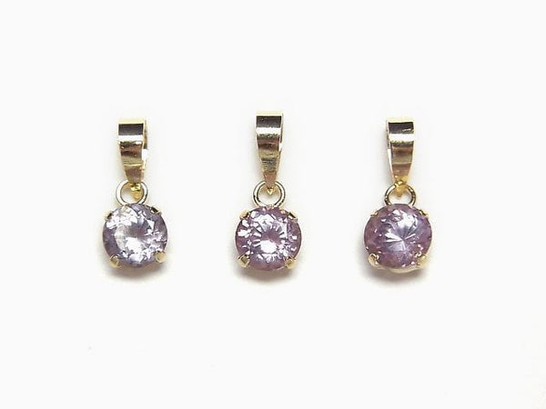 [Video] [Japan] High Quality Lilac Spinel AAA Round Faceted 4x4mm Pendant [18K Yellow Gold] 1pc