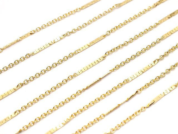 14KGF Flat Cable Chain with Bar 1.0mm [40cm][45cm][50cm] Necklace 1pc