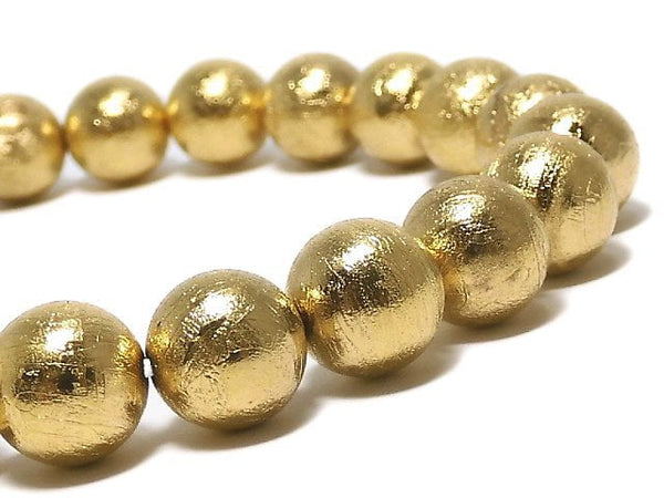 [Video][One of a kind] Meteorite Round 8mm Yellow Gold Bracelet NO.7