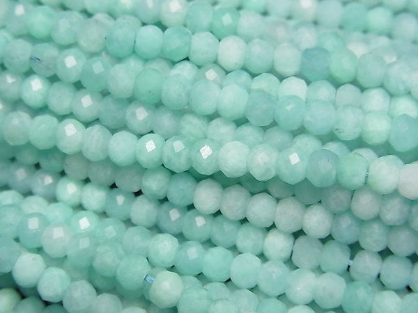 [Video]High Quality! Amazonite AA++ Faceted Button Roundel 4x4x3mm 1strand beads (aprx.15inch/36cm)