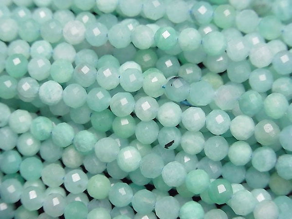 [Video] High Quality! Amazonite AA Faceted Round 4mm 1strand beads (aprx.15inch/36cm)