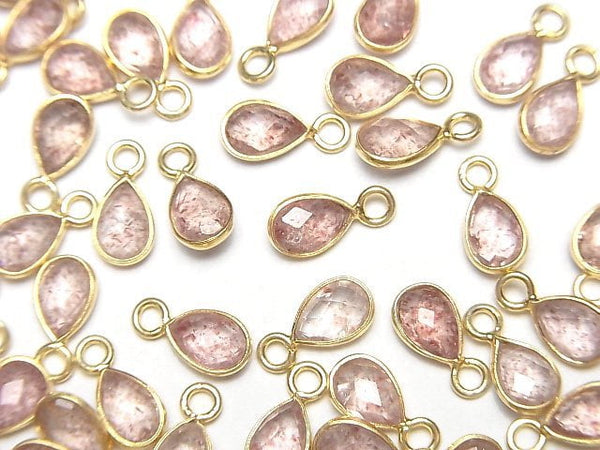 [Video]High Quality Pink Epidote AAA- Bezel Setting Faceted Pear Shape 7x5mm 18KGP 4pcs