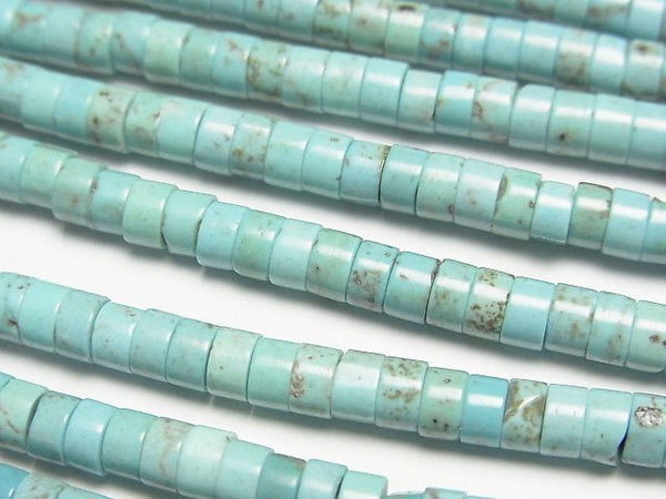 [Video]Magnesite Turquoise Roundel (Heishi)4x4x2mm 1strand beads (aprx.15inch/36cm)