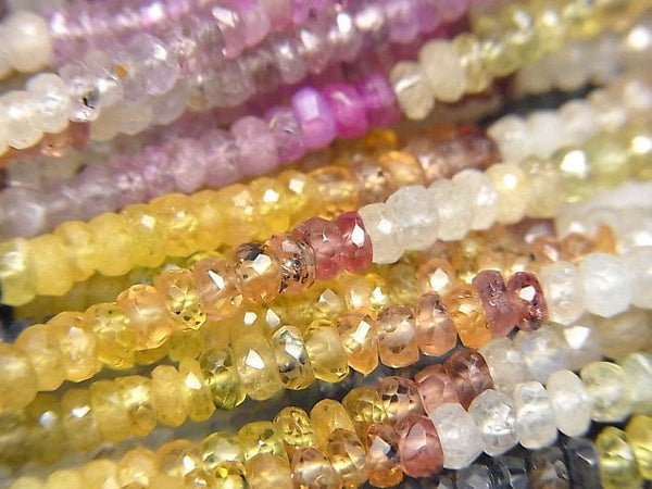 [Video]High Quality Multicolor Sapphire AA++ Faceted Button Roundel half or 1strand beads (aprx.15inch/37cm)