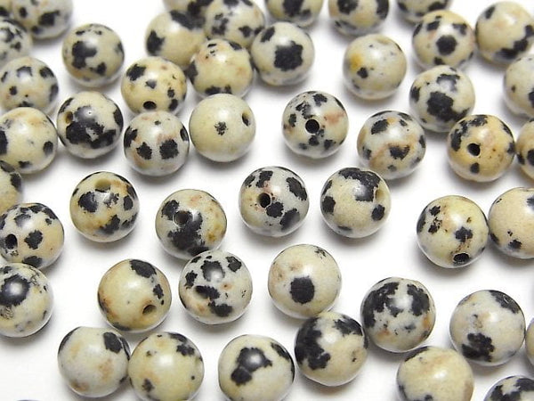 [Video] Dalmatian Jasper Half Drilled Hole Round 6.5mm 4pcs