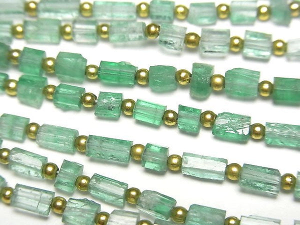 [Video] Zambia High Quality Emerald AAA- Rough Tube half or 1strand beads (aprx.22inch/54cm)