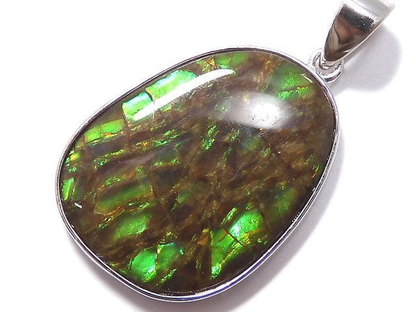 [Video][One of a kind] High Quality Ammolite AAA- Pendant Silver925 NO.25