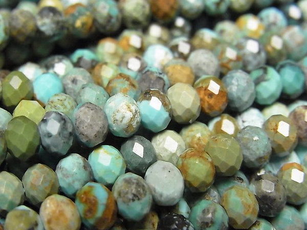 [Video]High Quality! Turquoise AA Faceted Button Roundel 5.5x5.5x4mm half or 1strand beads (aprx.15inch/37cm)