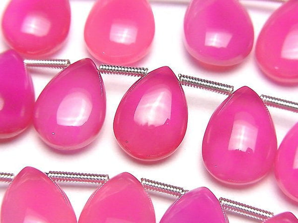 [Video] High Quality Fuchsia Pink Chalcedony AAA Pear shape (Smooth) 14x10mm half or 1strand (12pcs )