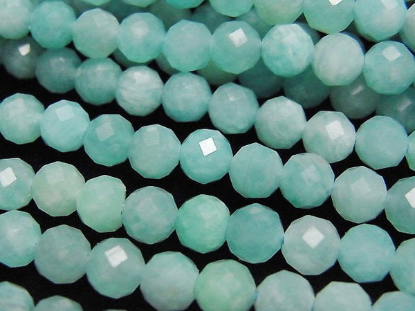 [Video] High Quality! Amazonite Silica AA+ Faceted Round 5.5mm 1strand beads (aprx.15inch/37cm)