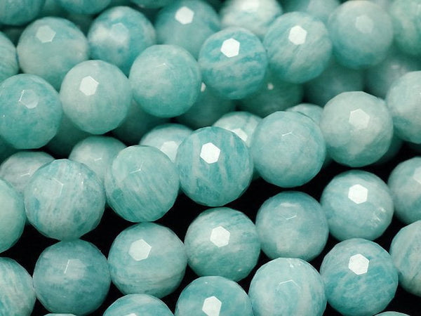 [Video]Amazonite AA+ 128Faceted Round 8mm half or 1strand beads (aprx.15inch/37cm)