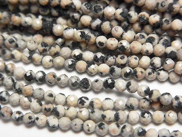[Video] High Quality! Dalmatian Jasper Faceted Round 2mm 1strand beads (aprx.15inch/38cm)