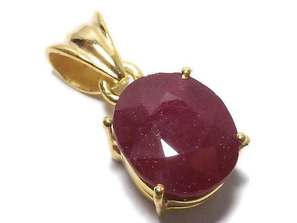 [Video][One of a kind] High Quality Ruby AAA- Faceted Pendant 18KGP NO.43