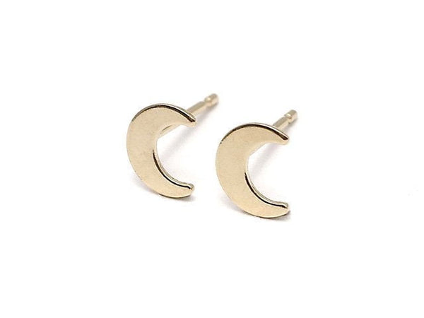 14KGF Crescent Moon Design Earstuds Earrings 1pair (2 pieces)