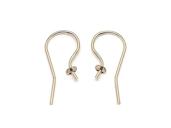 14KGF Earwire 20x8mm with pearl cup 1pair (2 pieces)