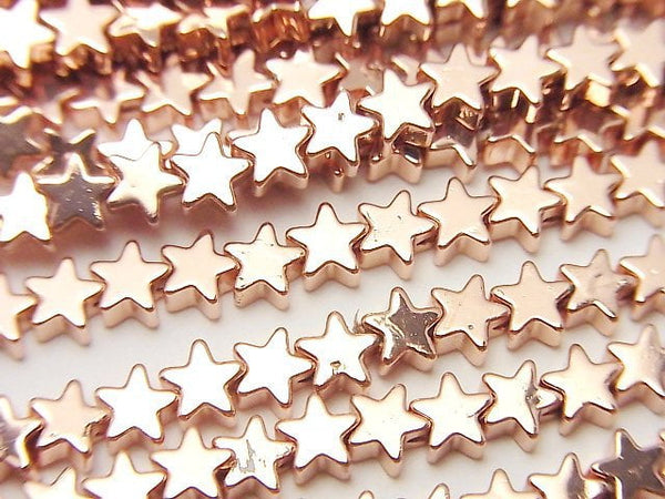 [Video] Hematite Star 4x4mm Pink Gold Coating 1strand beads (aprx.15inch/37cm)