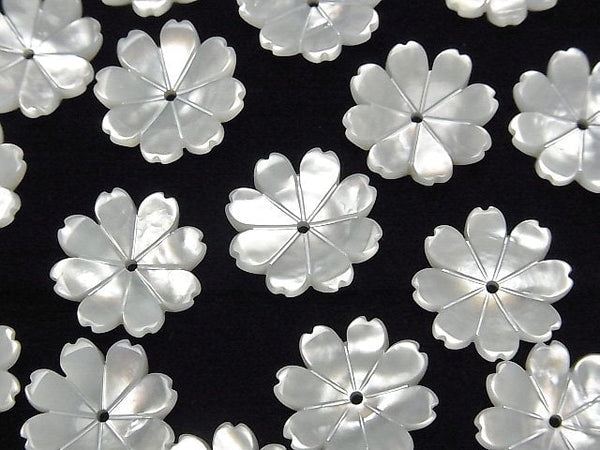 [Video] High quality white Shell AAA 3D flower 14mm center hole 4pcs