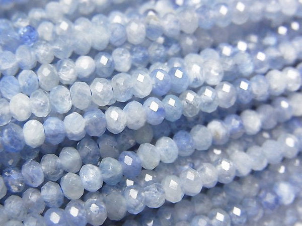 [Video]High Quality! Kyanite AA++ Faceted Button Roundel 3x3x2mm 1strand beads (aprx.15inch/37cm)