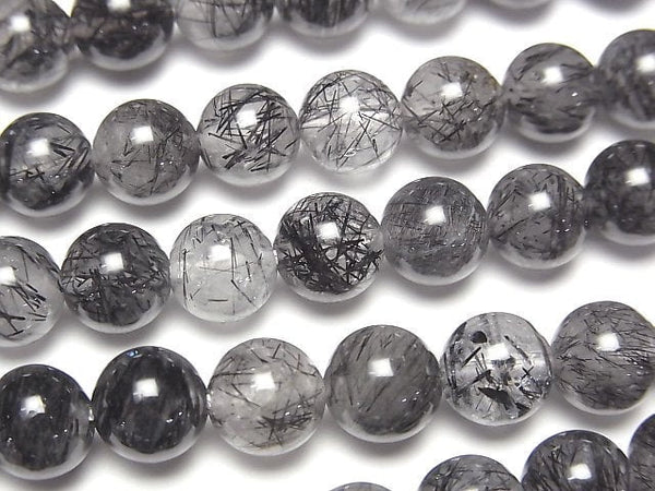 [Video]Tourmaline Quartz AAA- Round 8mm half or 1strand beads (aprx.15inch/37cm)