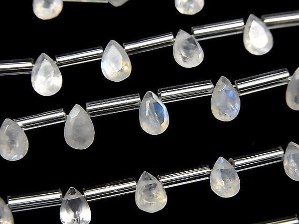 [Video] High Quality Rainbow Moonstone AA++ Pear shape Faceted 6x4mm 1strand (8pcs )