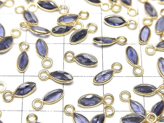 [Video]High Quality Iolite AAA- Bezel Setting Marquise Faceted 7x3mm 18KGP 5pcs