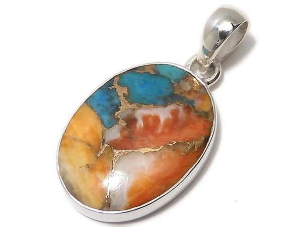 [Video][One of a kind] Oyster Copper Turquoise AAA Pendant Silver925 NO.4