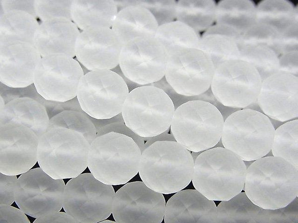 [Video] Frosted Crystal Quartz AAA 64Faceted Round 8mm half or 1strand beads (aprx.15inch / 37cm)