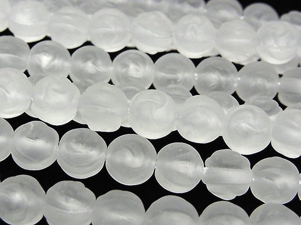 Frosted Crystal Quartz AAA Round Rose Cut 8mm half or 1strand beads (aprx.15inch/36cm)
